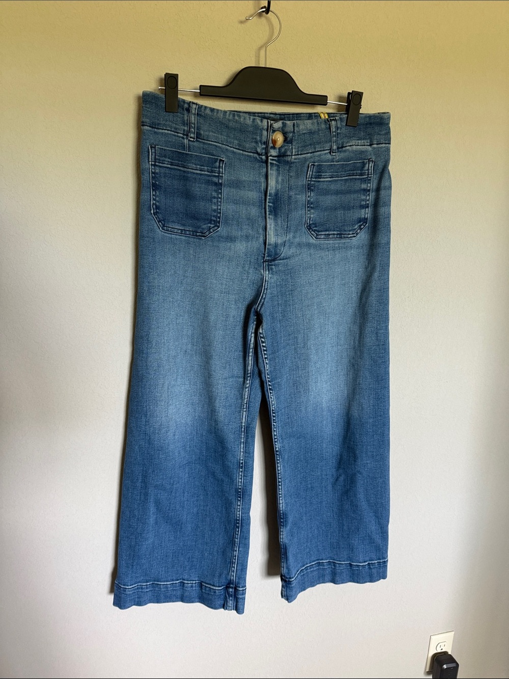 Maeve Colette Women's Light Blue High Rise Wide Leg Crop Jeans
